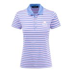 RALPH LAUREN 2026 PGA CHAMPIONSHIP WOMEN’S LIGHTWEIGHT AIRFLOW 4-SNAP PLACKET STRIPE POLO IN BLUE MIST AND LIGHT PINK