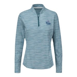 PETER MILLAR 2026 PGA CHAMPIONSHIP LADIES STRIPED QUARTER ZIP SUN SHIRT IN DEEP JADE