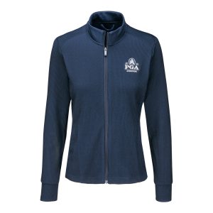 ADIDAS 2026 PGA CHAMPIONSHIP WOMEN’S PERFORMANCE TEXTURE FULL ZIP JACKET IN COLLEGIATE NAVY