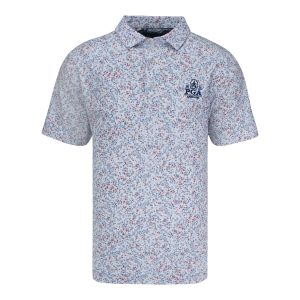 FOOTJOY 2026 PGA CHAMPIONSHIP WATER COLOR FLORAL PIQUE POLO IN WHITE, BLUE, AND TUCKET RED