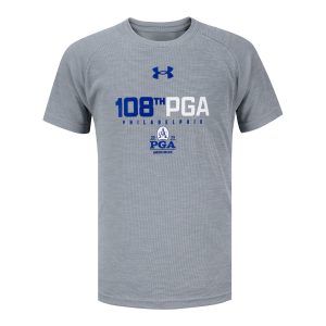 UNDER ARMOUR 2026 PGA CHAMPIONSHIP YOUTH TECH T-SHIRT IN LIGHT GREY
